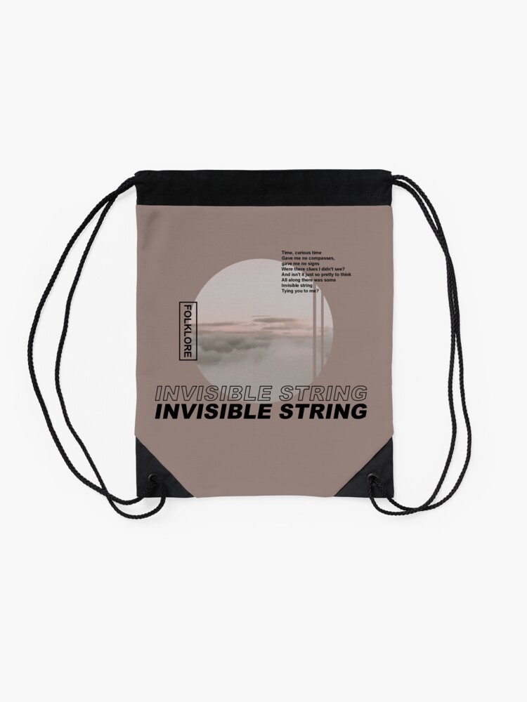 Thumbnail 2 of 3, Drawstring Bag, Invisible String Lyrics designed and sold by kacper0623.