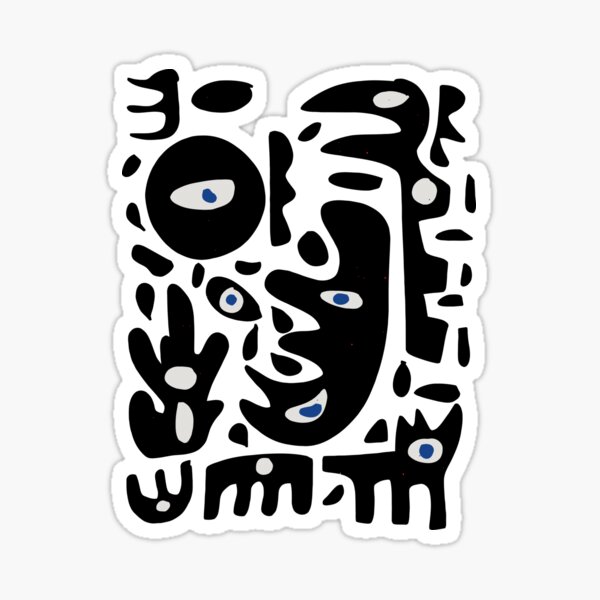 African Art Pattern Abstract Black and White Sticker