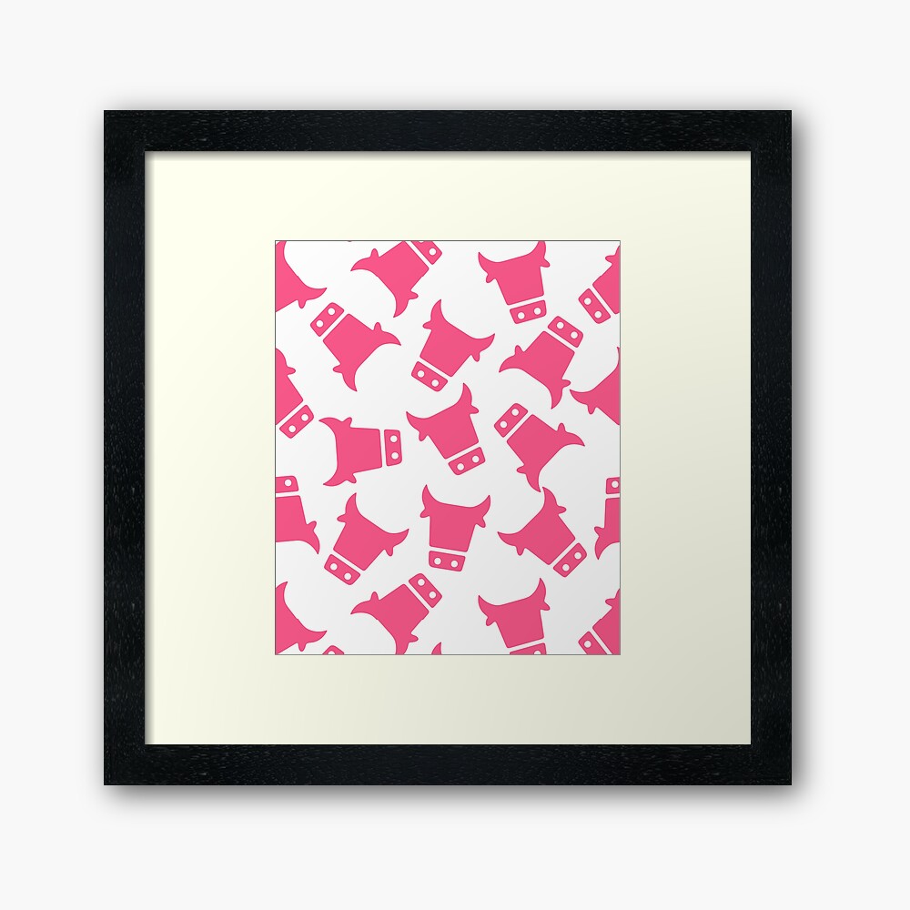 Flashy Pink Strawberry Cow Design Framed Art Print By Rohitpod7 Redbubble - strawberry cow print roblox logo