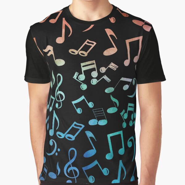 Watercolor Music Notes Graphic T-Shirt