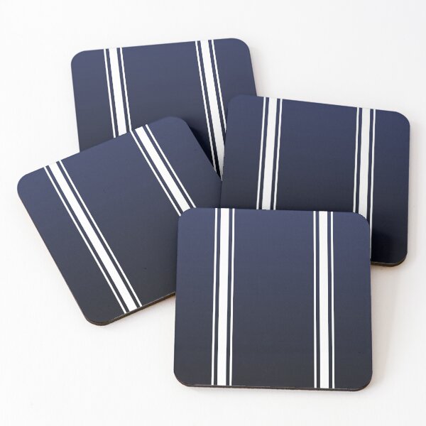 Item preview, Cool white stripes on a chic and elegant navy blue background  designed and sold by PetaJaneHome.