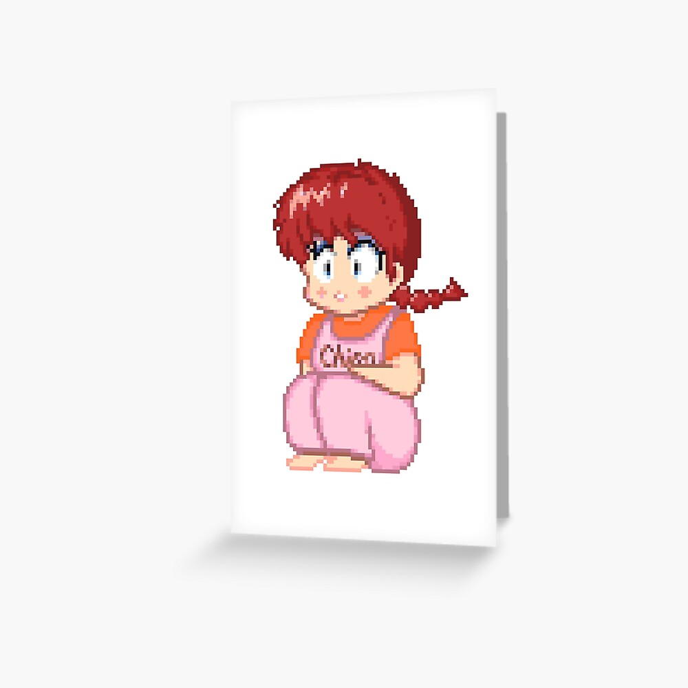 Ranma Saotome Kawaii Pixel Art Original By Pixel Vixen Greeting Card By Lapixelvixen Redbubble