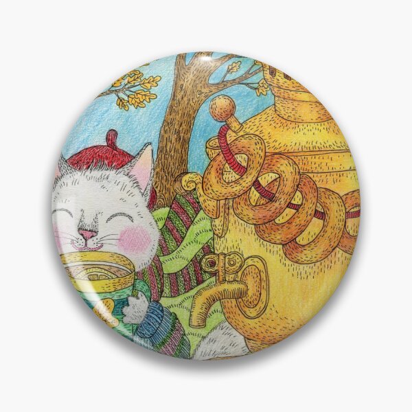 Item preview,  White cat drinks tea from a samovar designed and sold by Yovin11.