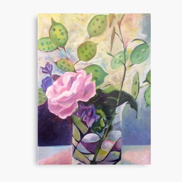 Honesty, Lavender and Rose Metal Print