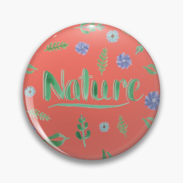 Item preview, Green Watercolor Brush Lettering - Nature with Leaves and Flowers on Living Coral designed and sold by Karen McFarland.