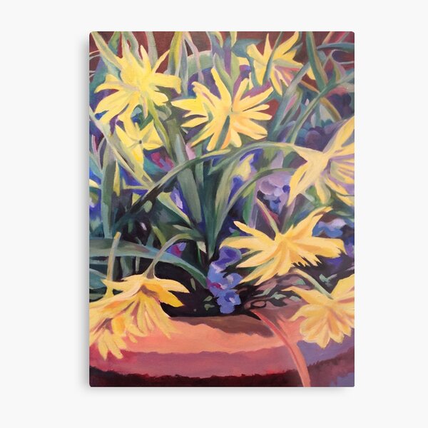Yellow flowers in giant pot at Kew Gardens Metal Print