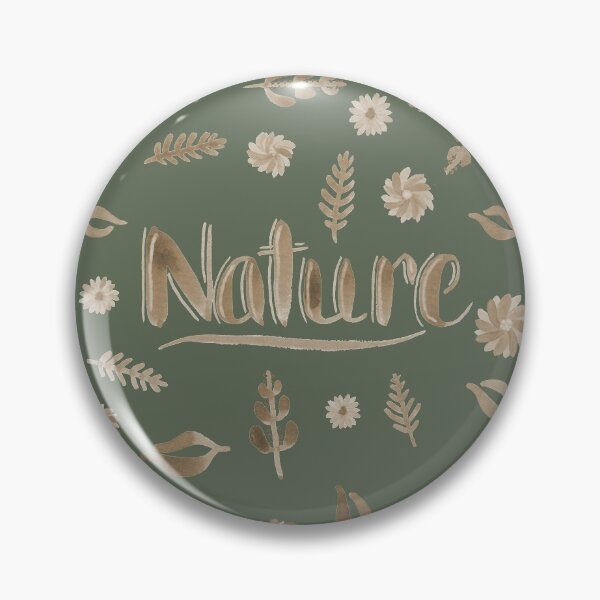 Item preview, Sepia Watercolor Brush Lettering - Nature with Leaves and Flowers on Olive Green designed and sold by Karen McFarland.