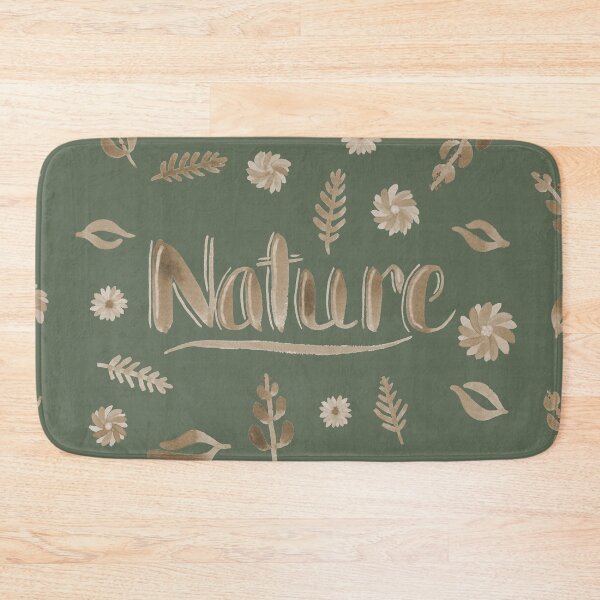 Item preview, Sepia Watercolor Brush Lettering - Nature with Leaves and Flowers on Olive Green designed and sold by Karen McFarland.