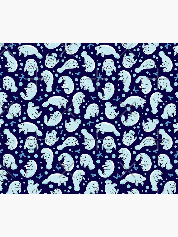 Cute Manatee Pattern - Blue Underwater Pattern by Bangtees