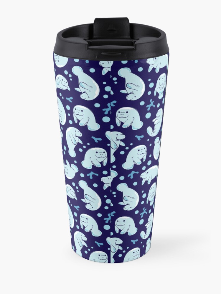 Alternate view of Cute Manatee Pattern - Blue Underwater Pattern Travel Mug