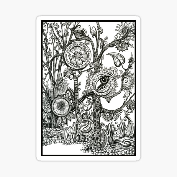 The Rainforest – Abstract Ink Nature Drawing Sticker