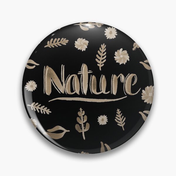 Item preview, Sepia Watercolor Brush Lettering - Nature with Leaves and Flowers on Black designed and sold by Karen McFarland.