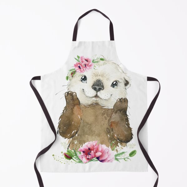 Item preview, Woodland Otter with Pink Floral Poppies designed and sold by Paulele.