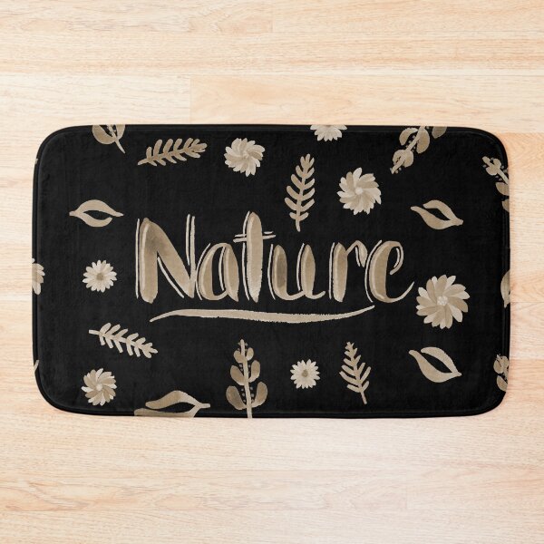 Item preview, Sepia Watercolor Brush Lettering - Nature with Leaves and Flowers on Black designed and sold by Karen McFarland.