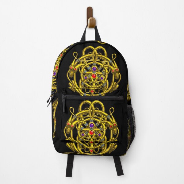 Item preview, TWIN DRAGONS Gold Celtic Knots with Gemstones Fantasy Jewel by Bulgan Lumini designed and sold by BulganLumini.