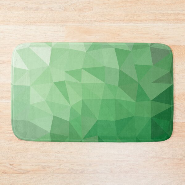 Green Triangular Geometric Polygon Pattern Bath Mat