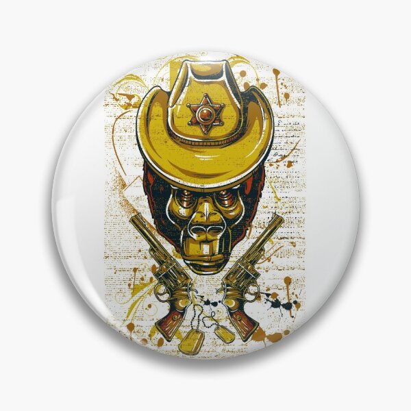Item preview, Monkey Cowboy Skull with Twin Guns designed and sold by BALONROSU.