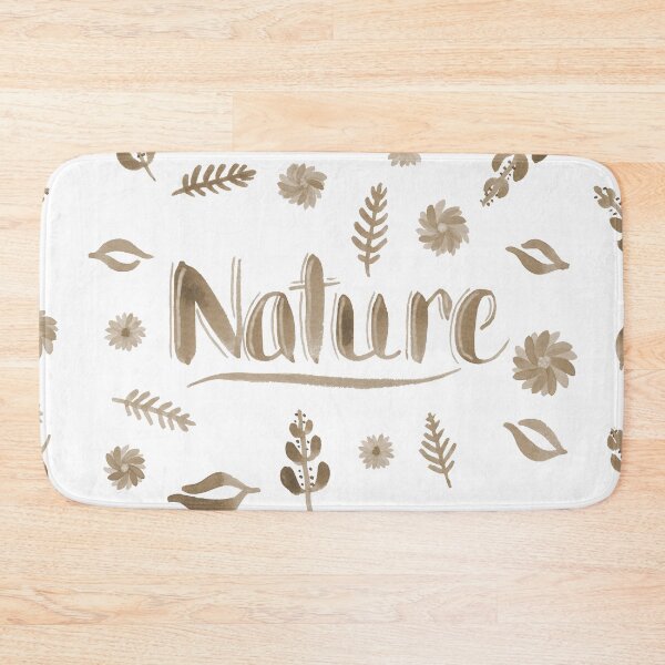 Item preview, Sepia Watercolor Brush Lettering - Nature with Leaves and Flowers on White designed and sold by Karen McFarland.