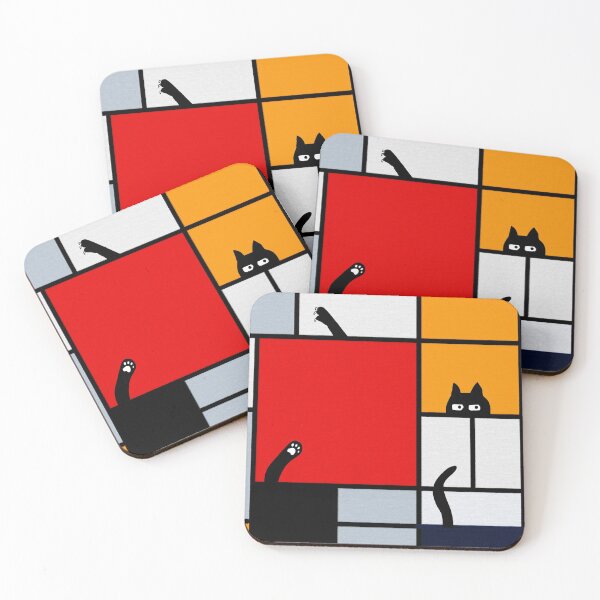 Item preview, mondrian painting plus cat designed and sold by Mitra Farmand.