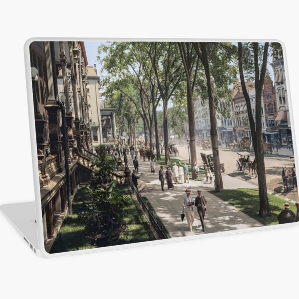 Broadway in Saratoga Springs, New York, ca 1915 (full size) Laptop Skin