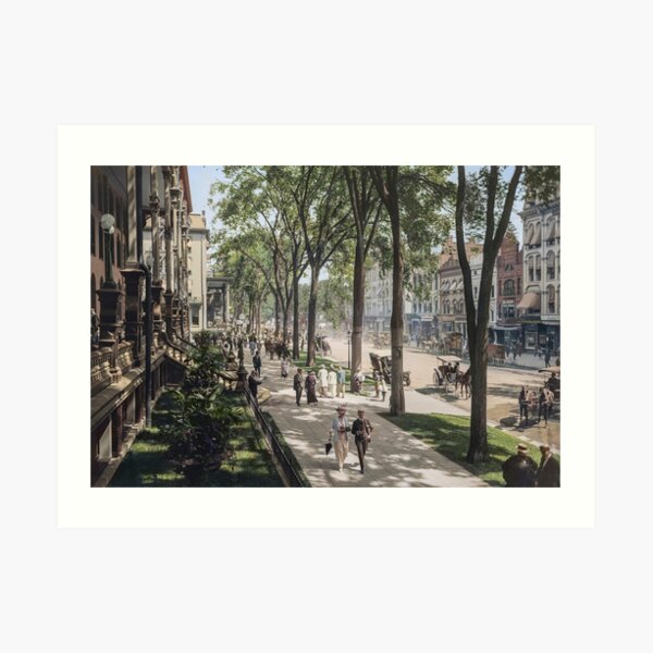 Broadway in Saratoga Springs, New York, ca 1915 (full size) Art Print