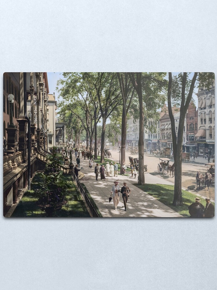 Alternate view of Broadway in Saratoga Springs, New York, ca 1915 (full size) Metal Print