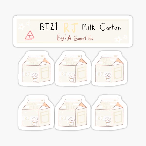 Artikel-Vorschau von BT21 Rj Vanille Milchkarton Sticker Sheet - süßes Baby Rj, designt und verkauft von a-sweet-tea.