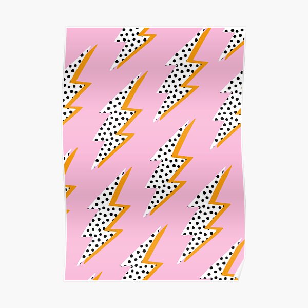 Pink Lightning Bolt Poster