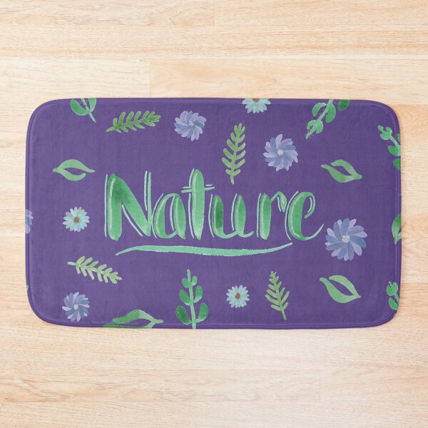Item preview, Green Watercolor Brush Lettering - Nature with Leaves and Flowers on Ultra Violet designed and sold by Karen McFarland.
