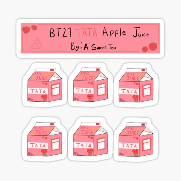 Artikel-Vorschau von BT21 Tata Apfelsaftkarton Aufkleber Blatt - süßes Baby Tata, designt und verkauft von a-sweet-tea.