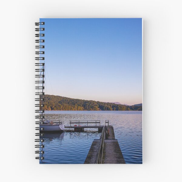 Item preview, Sunrise over Lake Windermere with boat and jetty and clear blue sky designed and sold by HTPOP.