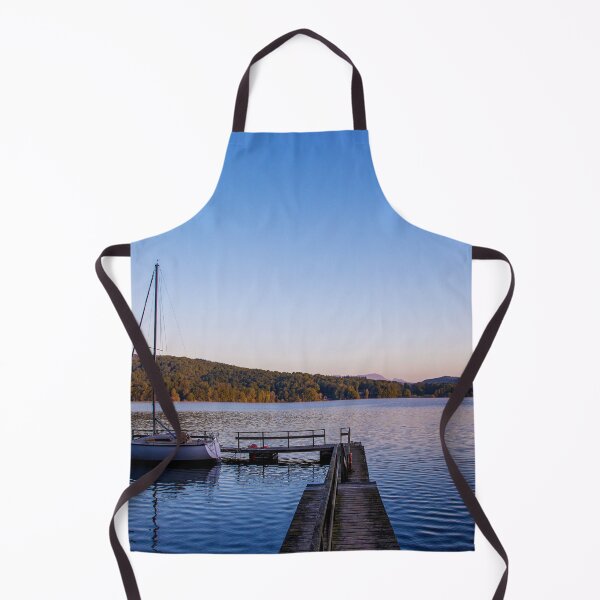 Item preview, Sunrise over Lake Windermere with boat and jetty and clear blue sky designed and sold by HTPOP.