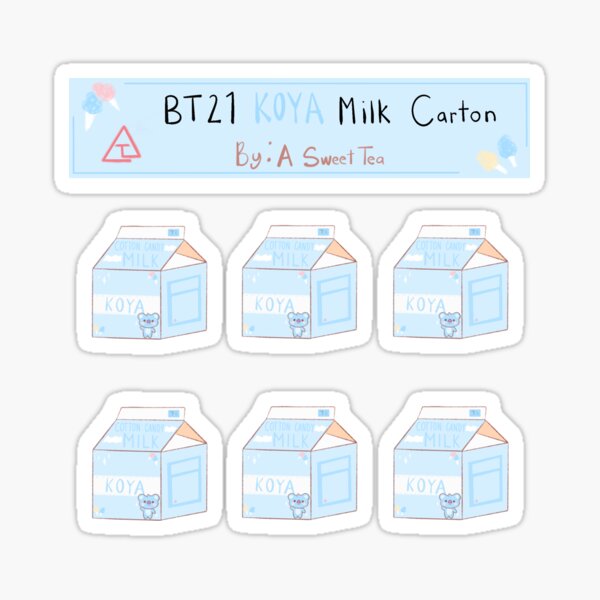 Artikel-Vorschau von BT21 Koya Zuckerwatte Milchkarton Sticker Sheet - süßes Baby Koya, designt und verkauft von a-sweet-tea.
