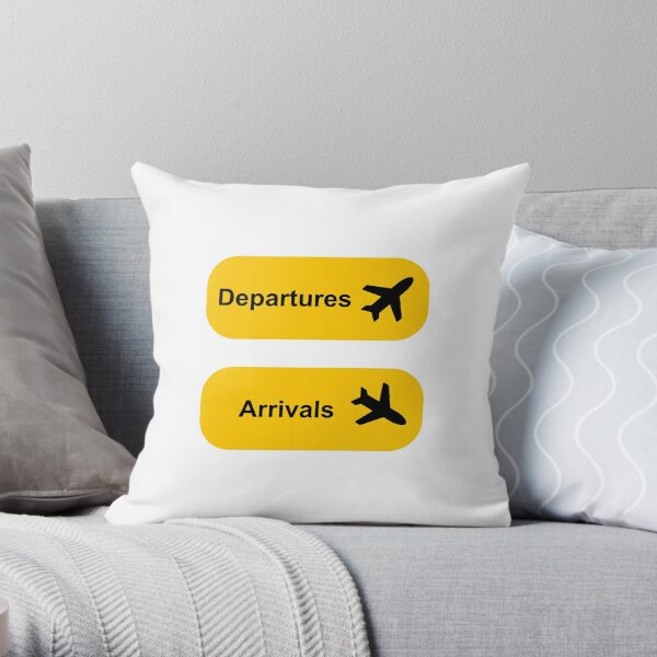 Departures - Arrivals Airport Sign - Wanderlust Throw Pillow