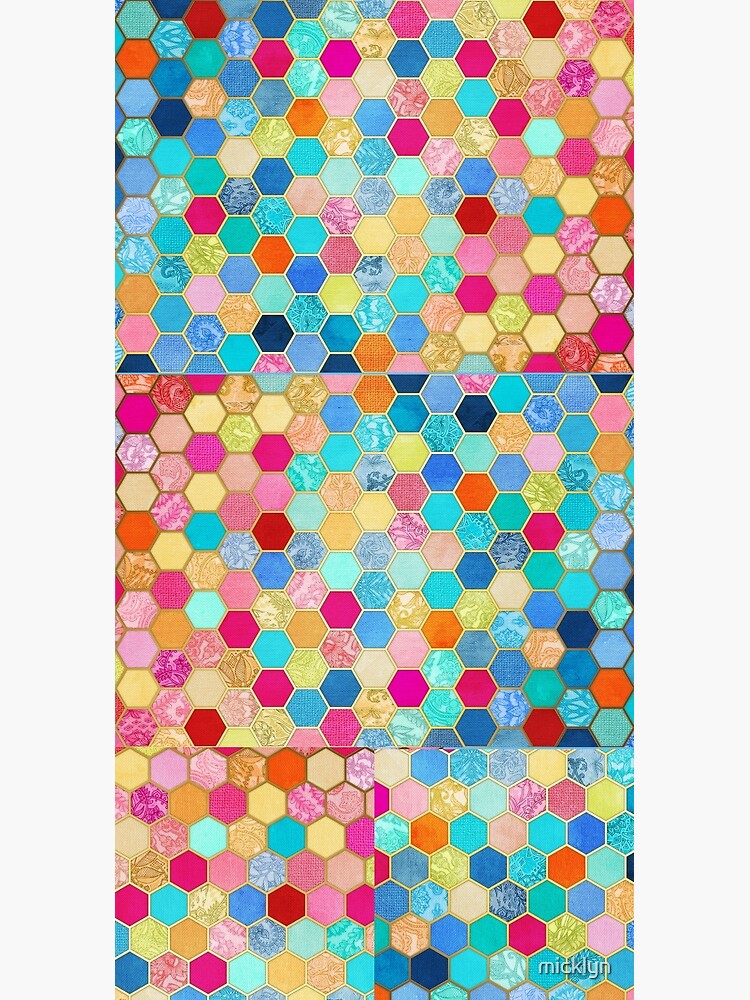 Patterned Honeycomb Patchwork in Jewel Colors by micklyn