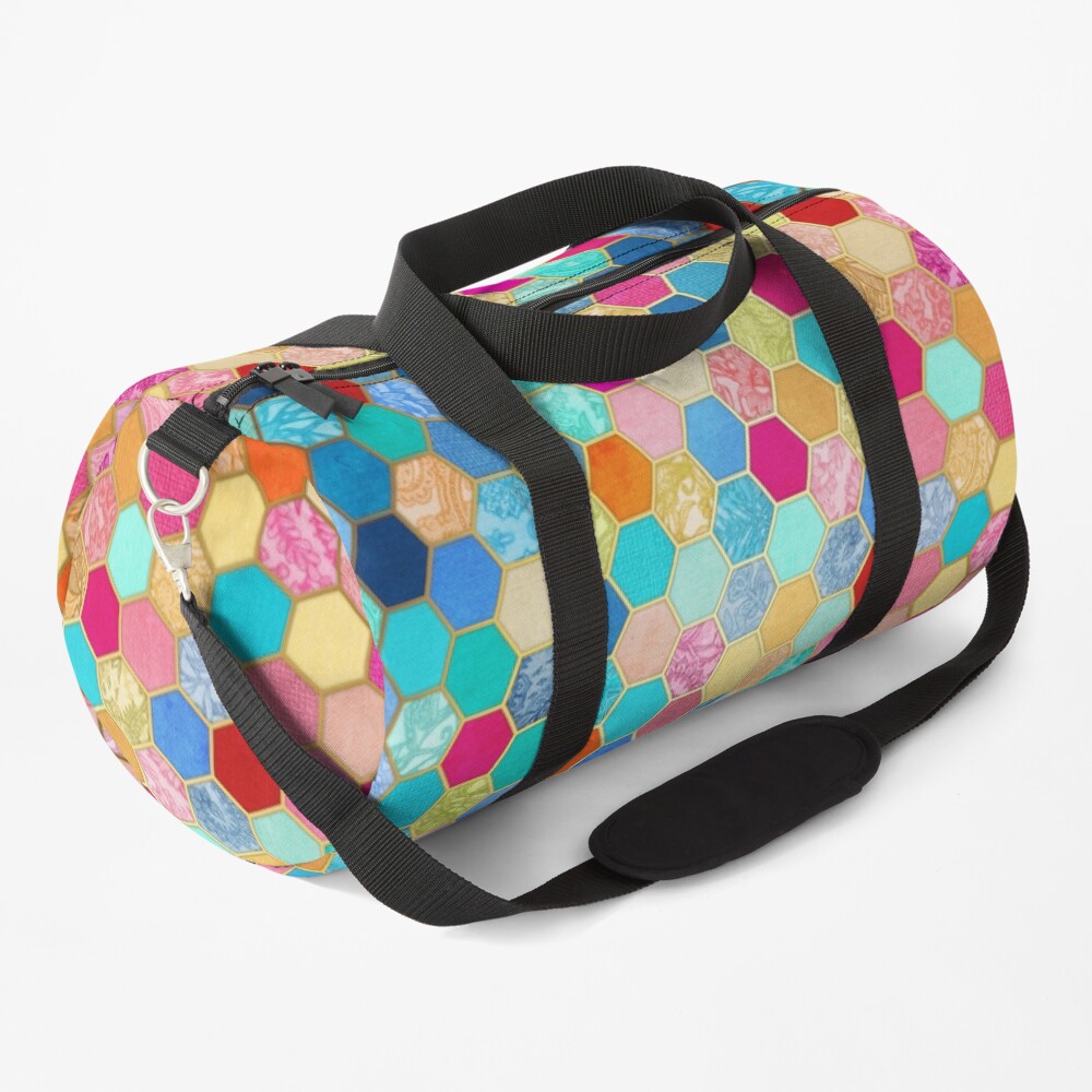 Patterned Honeycomb Patchwork in Jewel Colors Duffle Bag