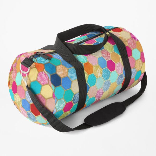Patterned Honeycomb Patchwork in Jewel Colors Duffle Bag