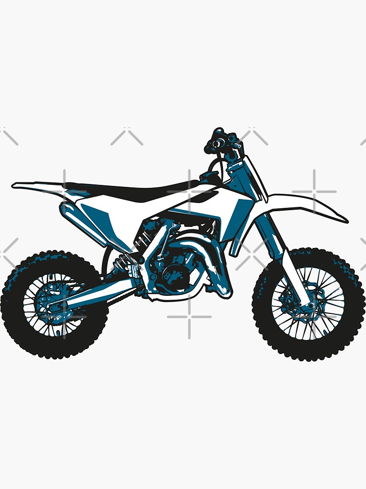 Sticker for Sale avec l'œuvre « Motocross // Motos monochromes sarcelle et  noir et blanc » de l'artiste SelmaCardoso