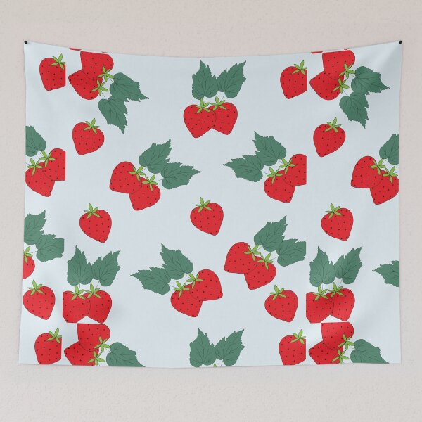 Item preview, Juicy Strawberries print- bestselling - pouches, pillows, masks, mugs designed and sold by August-E.
