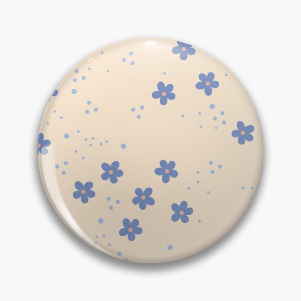 Item preview, Anna Little Flowers bluebell and cornflower blue on almond pattern designed and sold by HazelFisher.