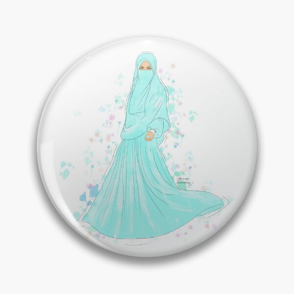 Item preview, Blue Muslim niqab beautiful girl painting sketch designed and sold by Imanitasong.