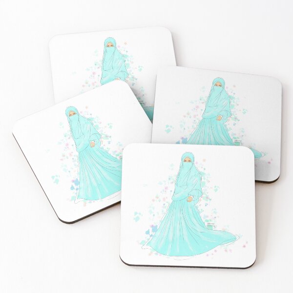 Item preview, Blue Muslim niqab beautiful girl painting sketch designed and sold by Imanitasong.