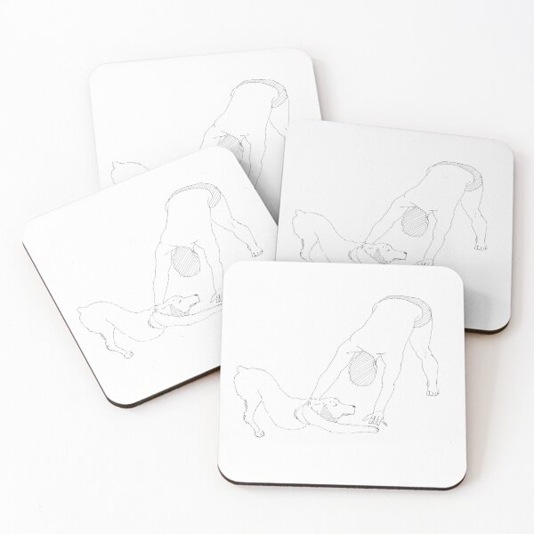 Item preview, Lineart - Adho Mukha Svanasana (downward facing dog pose) with dog designed and sold by Erik Erosa.