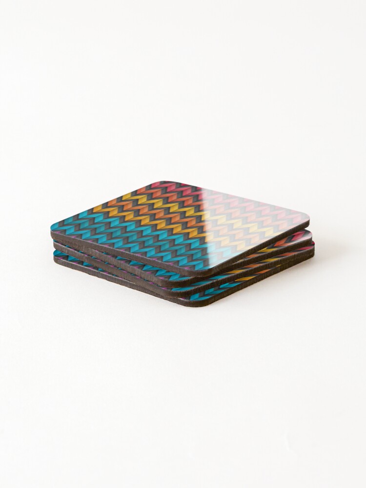 Thumbnail 4 of 5, Coasters (Set of 4), Colorful Zigzag Style Pattern designed and sold by ArtOfPattern.