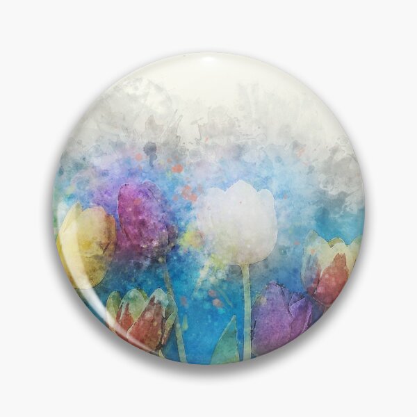 Item preview, Pretty Tulips watercolor paint- bestseller-  masks, mugs, pillows designed and sold by August-E.