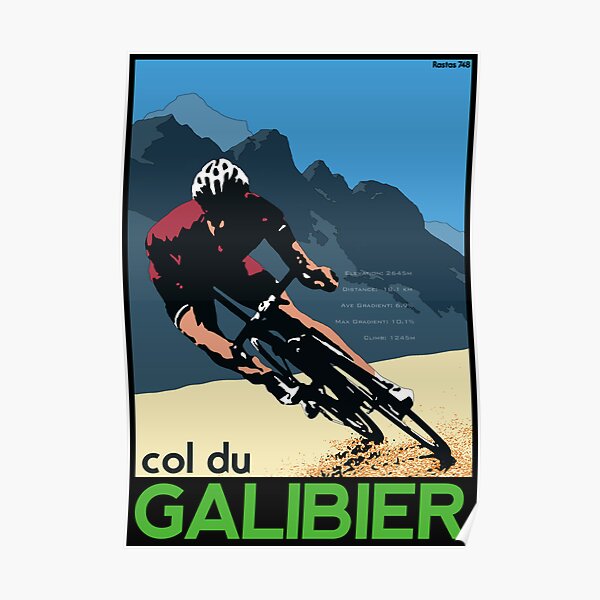 STICKER COL DU GALIBIER ROUTE DES GRANDES ALPES VELO CYCLISME 10cm  AUTOCOLLANT 