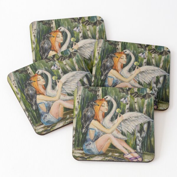 Item preview, Mistress of birds. Girl with a Swan and a Raven. designed and sold by Elena Reutova.