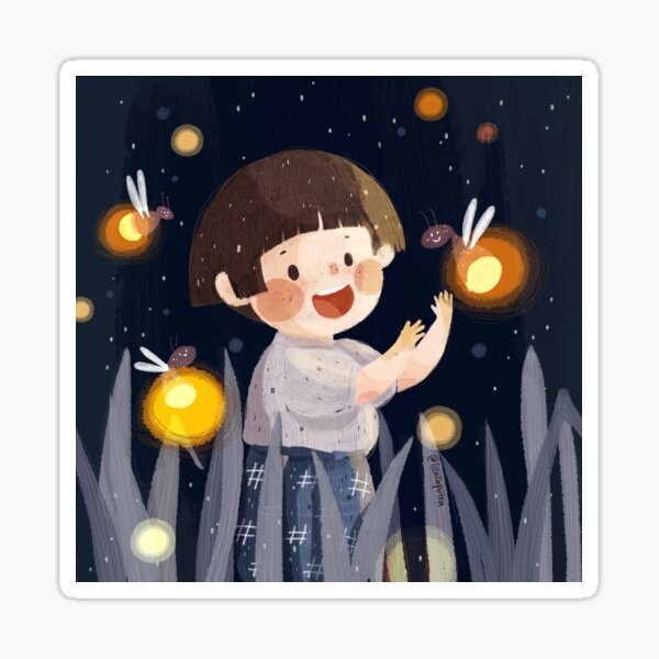 Fireflies in the summer night Sticker