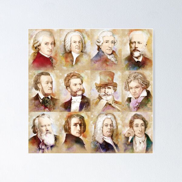 Vista previa del artículo con la obra «Compositores: Mozart, Bach, Beethoven y más.», diseñado y vendido por Bach4you.