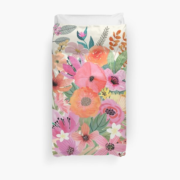 Woman with flowers Duvet Cover